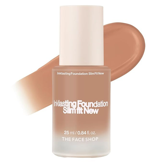 THE FACE SHOP Ink Lasting Liquid Foundation, Full Coverage, 72‑Hour Wear Semi‑Matte Finish, Makeup with Bakuchiol, N330 Cinnamon, 0.84 Fl. Oz.-Velvo Beauty