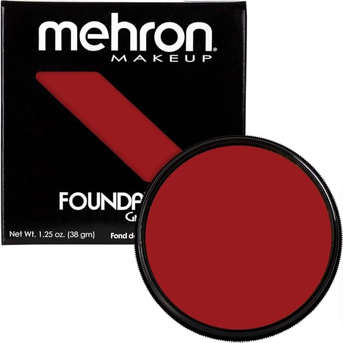 Mehron Makeup Foundation Greasepaint | Stage, Face Paint, Body Paint, Halloween Makeup 1.25 oz (38 g) (RED)-Velvo Beauty
