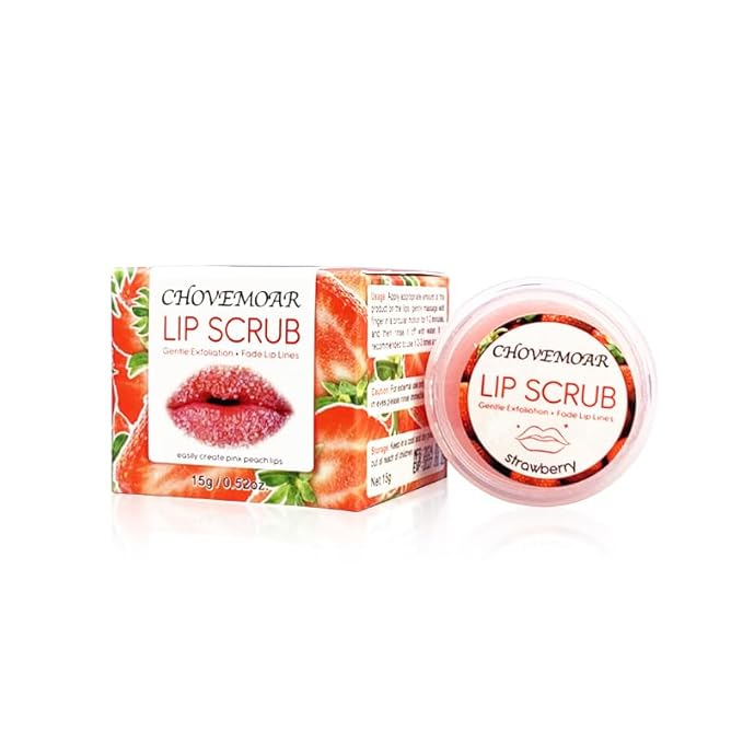Lip Scrub, Lip Scrubs Exfoliator, Sugar Lip Polish, Lip Exfoliator Scrubber for Chapped and Dry Lips, Lip Moisturizer, Lip Care Products, (2 strawberries)-Velvo Beauty