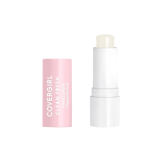 CoverGirl Clean Fresh Tinted Lip Balm, Vegan Formula, Hydrating, Natural Finish, Cruelty Free, Clear as Crystal, 1 Count-Velvo Beauty