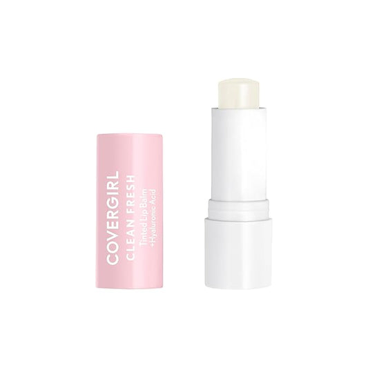 CoverGirl Clean Fresh Tinted Lip Balm, Vegan Formula, Hydrating, Natural Finish, Cruelty Free, Clear as Crystal, 1 Count-Velvo Beauty