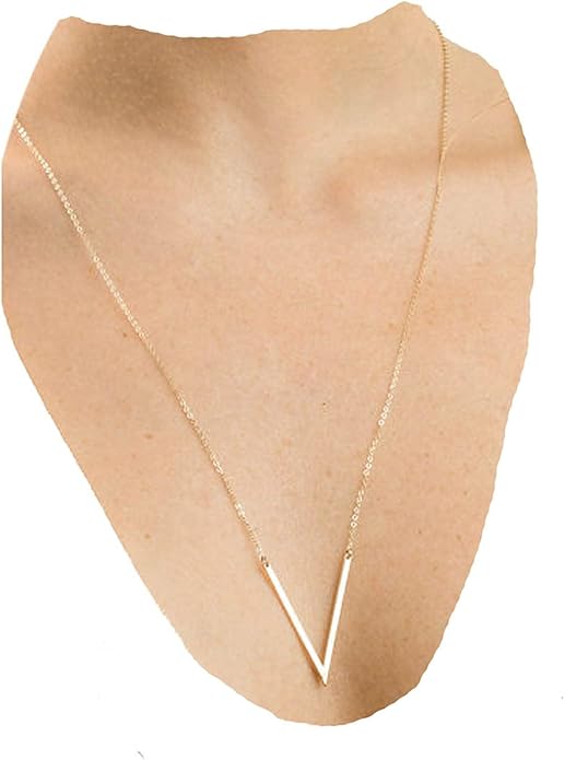 Letter V Pendant Necklace Monogram Necklace Choker Minimalist Initial V Necklace Simple Everyday Necklace Chain Jewelry for Women-Velvo Beauty