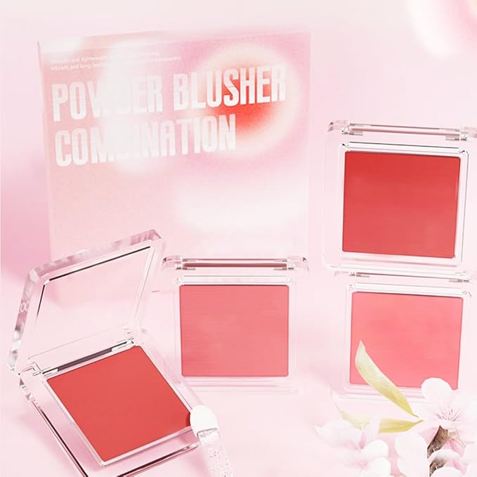 Blush for Cheeks Professional Makeup Palette, Comes with 4 Separate Powder Palette,Blendable and Fade-Resistant for Eyes,Lips & Cheeks Long-Wear Matte Finish,Color-Coral Nude Pink Red Comes with Brush-Velvo Beauty