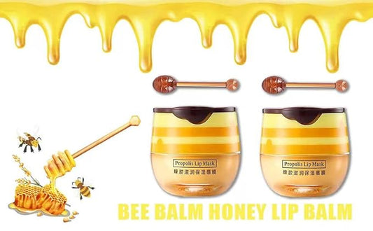 2PCS Honey Balm Lip Balm, Lip Masks for Dry and Cracked Lips with Brush, Lip Exfoliator & Moisturizer, Reduces Lips Lines & Lightens Lips, Anti-Wrinkle, Aging-Velvo Beauty