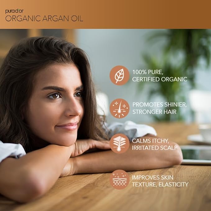PURA D'OR 4 Oz ORGANIC Moroccan Argan Oil - USDA Certified 100% Pure & Cold Pressed Virgin Premium Grade Natural Moisturizer Treatment For Dry, Damaged Skin, Hair, Face, Body & Scalp - Men & Women-Velvo Beauty