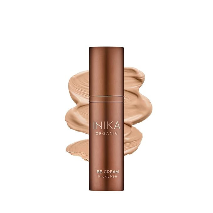 INIKA Organic BB Cream Foundation - Vegan Makeup with Hydrating Prickly Pear, Jojoba, and Pomegranate Seed Oil - Lightweight Glow for Balanced Skin Tone, Beige, 1 fl oz-Velvo Beauty