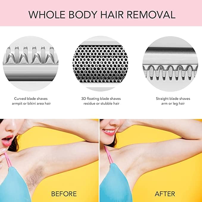 Electric Razor - Shaver - Trimmer for Women: 2 in 1 Painless Body Razors and Facial Hair Remover - Rechargeable Hair Removal Kit for Face Body Leg Bikini Underarm Arm-Velvo Beauty