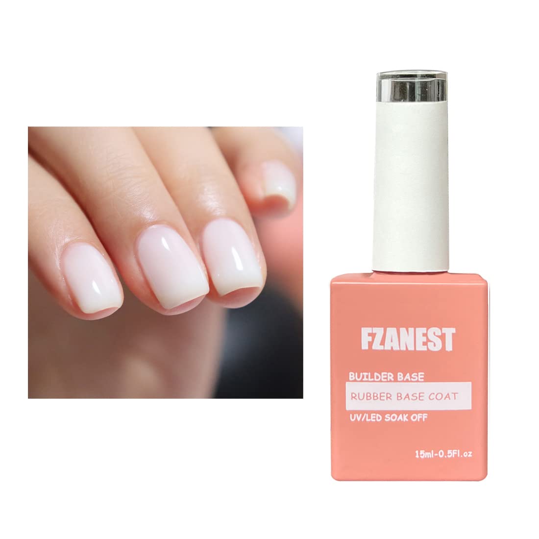 FZANEST Builder Gel for Nails, Milky White Gel Polish Rubber Base For Nails Strengthener Extension Apex Building Repair UV LED Color Base Nail Polish in Bottle-Velvo Beauty