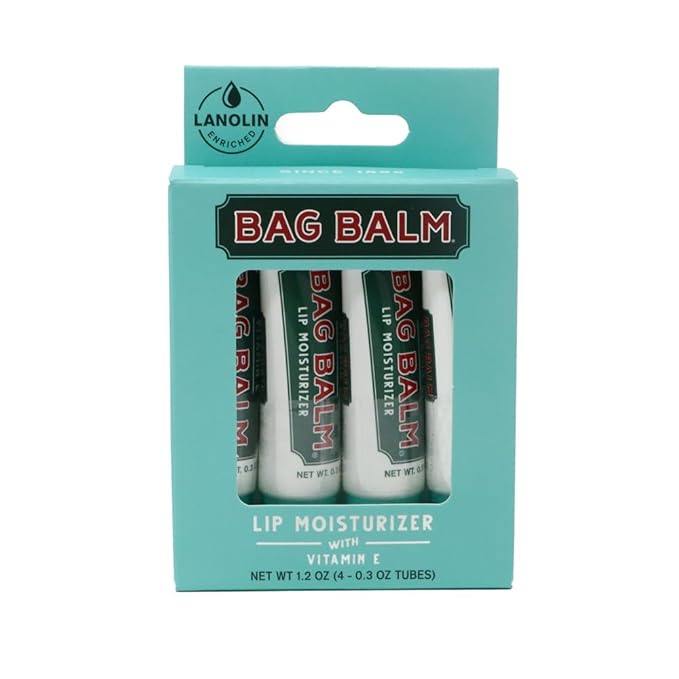 Vermont's Original Bag Balm Fragrance Free Lip Balm with Vitamin E | Pack of 4 0.3oz Tubes-Velvo Beauty