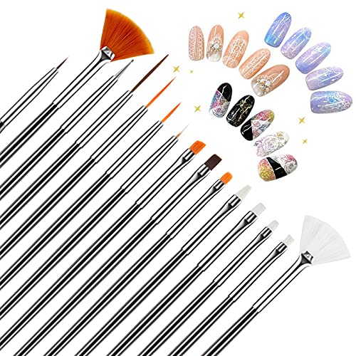Artdone Nail Art Brushes set,Nail Art Tool Set,Nail Dotting Tools,Nail Dust Brush,Striping Nail Art Brushes for Long Lines,Nail Drawing Pen For Nail Design.…-Velvo Beauty