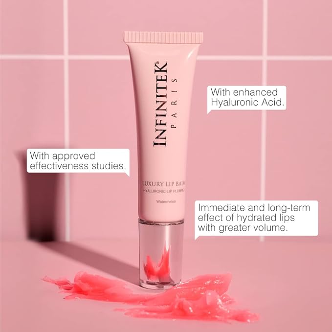 Infinitek Paris Luxury Lip Balm with Hyaluronic Acid - Hydrating Lip Gloss Plumper, Volumizing Tinted Lip Balm Makeup, Plumping Lip Gloss to Nourish & Repair Damaged Lips, 0.33 oz / 9.35 g-Velvo Beauty