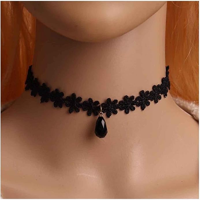 Black Choker Necklace Crystal Necklace Chain Short Collar Necklace Jewelry for Women and Girls-Velvo Beauty