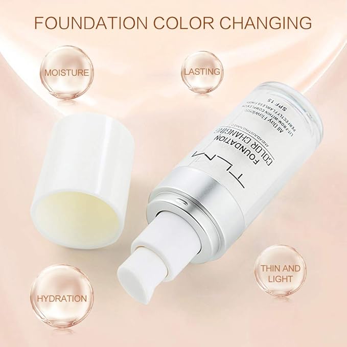 TLM Colour Changing Foundation - Flawless Coverage, Lightweight Formula, Adapts to Skin Tone, Hides Wrinkles & Lines, Hydrating & Long-Lasting, BB Cream Makeup Base Concealer Cover-Velvo Beauty