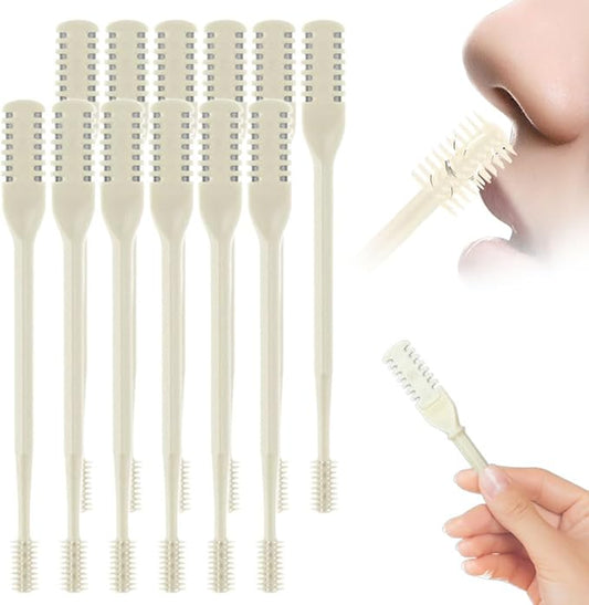 Nasal Hair Cutter, 2025 Upgraded Double Sided Noses Hairs Knife, 360° Rotating Portable Manual Nose Hair Trimmer, Noses Hairs Remover for Women Men Travel Essentials (Beige, 12 Pcs)-Velvo Beauty
