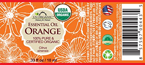 US Organic 100% Pure Sweet Orange Essential Oil - USDA Certified Organic - 10 ml - w/Improved caps and droppers (More Size Variations Available)-Velvo Beauty