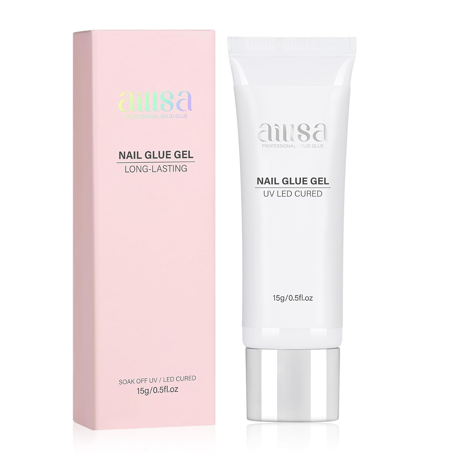 AILLSA Solid Gel Nail Glue for Nail Tips Super Strong Gel Glues Professional Fake Acrylic Soft Nails Glue U V Lamp Curing Needed - Long Lasting 15g / 0.5fl.oz-Velvo Beauty