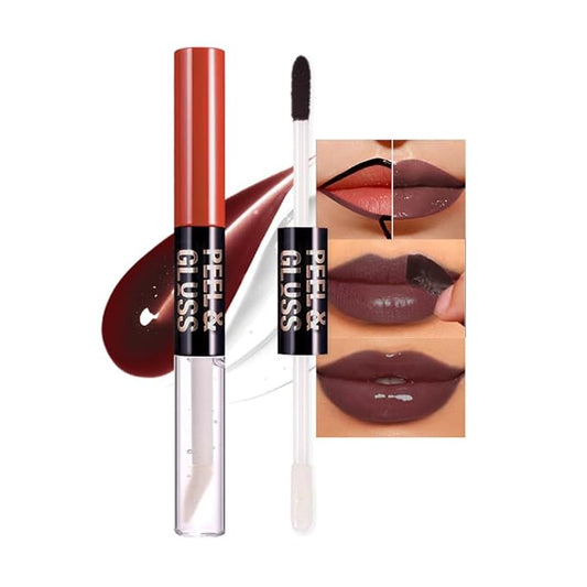 Chocolate Brown Peel Off Lip Gloss Tattoo and Lip Oil, Lip Stain Peel Off Masque - Peel Off Lip Tint ,Long Lasting Waterproof Transfer-proof Lip Mask Lip Gloss Peel Off Lip Liner,Stay Lip Makeup 07#-Velvo Beauty
