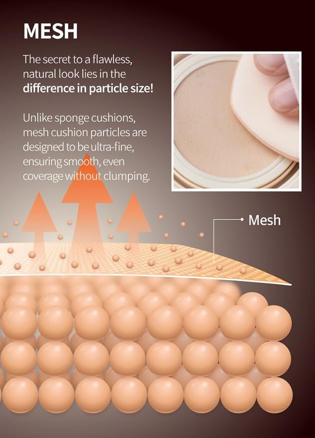 Mesh tight up cushion foundation 01 refill, light beige, Korean compact foundation, natural coverage, glow, sweat proof makeup, long lasting, all skin type-Velvo Beauty