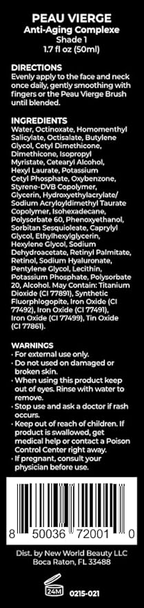 MĒTIER® Peau Vierge Complexe, Hydrating Tinted Moisturizer, Retinol, Hyaluronic Acid, 1.7 fl oz (Shade 1 - light)-Velvo Beauty