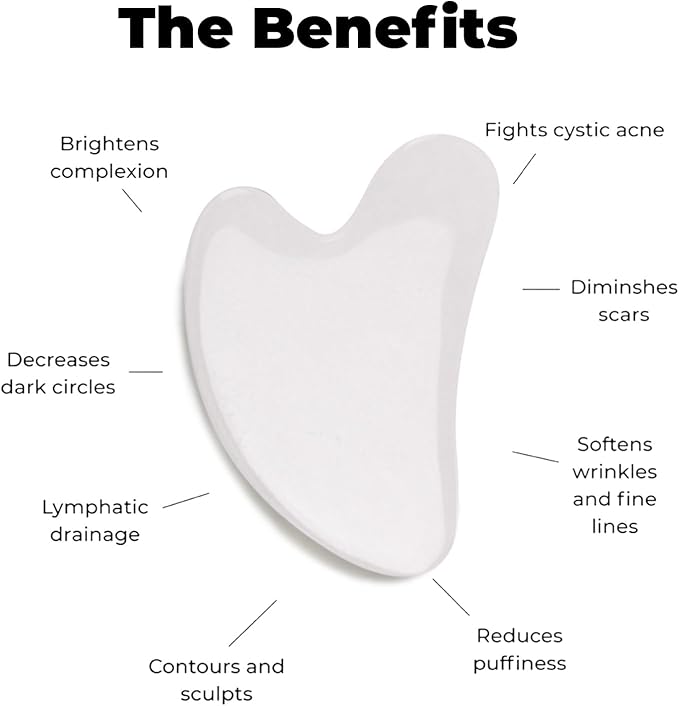 ROSELYNBOUTIQUE Gua Sha Facial Tools & Face Roller for Wrinkless Natural Skincare Tool Jade Roller Guasha Tool for Face Facial Massager (White Jade)-Velvo Beauty