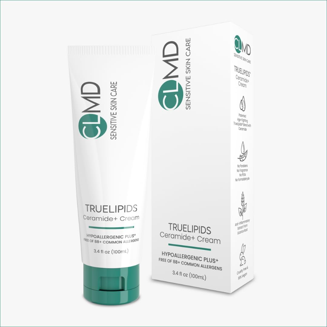 CLMD TrueLipids Ceramide+ Cream – Deep Moisturizing Barrier Support for Sensitive Skin – Hydrates and Soothes – Hypoallergenic, Nourishing, and Dermatologist-Tested – 3.4 fl oz-Velvo Beauty