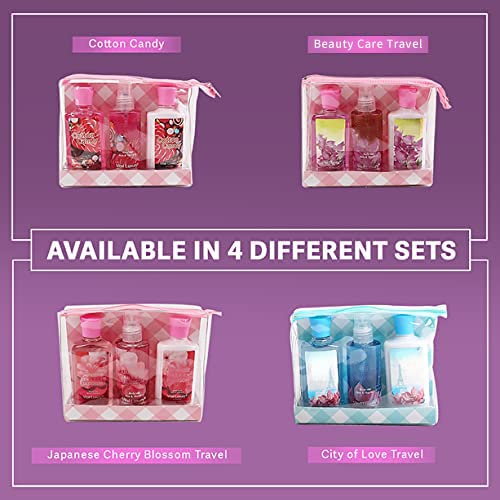 Bath & Body Care Travel Set Pea Flower Scent Home Spa Set with Body Lotion, Shower Gel and Fragrance Mist, Christmas Gifts for Her and Him-Velvo Beauty