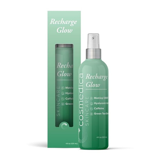 Cosmedica Skincare Recharge Glow Mist with Caffeine, Green Tea Extract, Hyaluronic Acid & Matrixyl 3000 for Energized Skin – 4 oz-Velvo Beauty