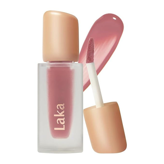 Laka Fruity Glam Tint, 4.5g/0.15 oz., Glowing Lip Stain with Wide Color Spectrum, Hydrating & Lightweight Texture, Long-Lasting Bold Stain, Non-Sticky, Vegan, K-Beauty (#124 Maro)-Velvo Beauty