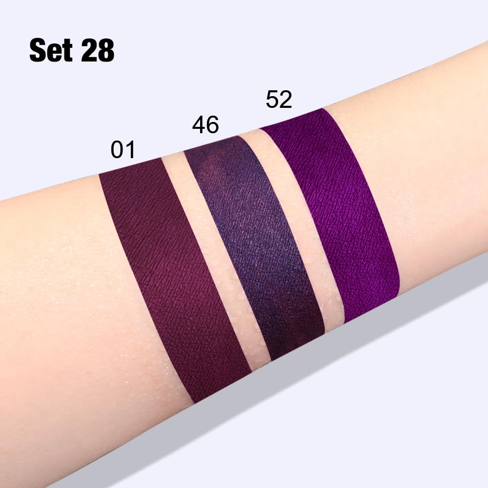 evpct 3Pcs Burgundy Red Dark Purple Matte Liquid Lipstick Lip Stain Sets for Women, Matte Lipstick Long Lasting Waterproof Permanent 24 Hours original, Magic Lip Sticks Pack for Halloween Daily Makeup-Velvo Beauty