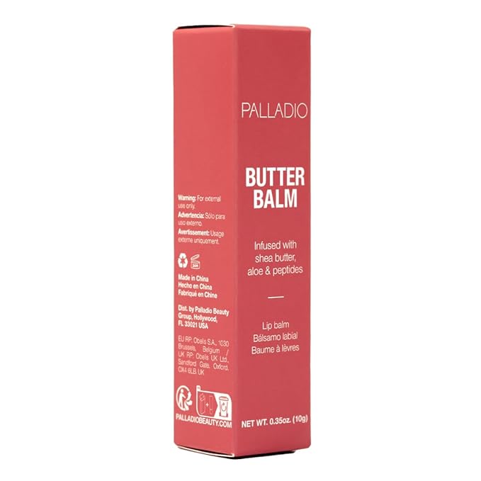 Palladio Butter Balm - Hydrating Lip Balm with Sheer Tint, Aloe, Peptides, Shea Butter, and Vegan Formulation for Instant Moisture, Shine, and Soothing Lip Care, Strawberry Shortcake-Velvo Beauty