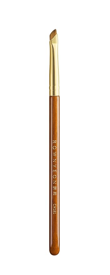 Desert Oak Series Precision Angled Eyeliner Brush - Ultra-Fine Nylon Bristles for Razor-Sharp Gel/Liquid/Powder Lines, Detail Work & Tightlining, Bubinga Handle & Brass Ferrule (CM 181)-Velvo Beauty