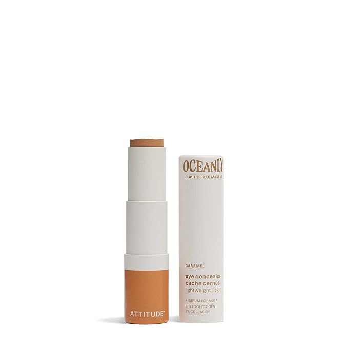 ATTITUDE Oceanly Light Coverage Under Eye Concealer Stick, Titanium Dioxide-Free, EWG Verified, Plastic-Free, Vegan & Cruelty-free Makeup, Caramel, 0.2 Ounces-Velvo Beauty