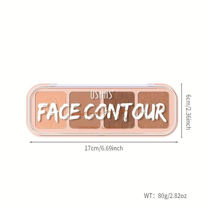 4 Colors Contour Palette, Face Contouring Highlighters Bronzer Powder Makeup Kit, Natural Contouring Makeup Kit for Beginner, All in one Makeup Contour Palettes (02, 1.02)-Velvo Beauty