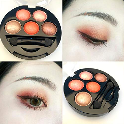 Mallofusa 5 Colors Eye Shadow Palette Powder Metallic Shimmer Eyeshadow Palette (Romantic Pink) 4.7oz-Velvo Beauty