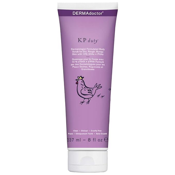 DERMAdoctor KP Duty Body Scrub Dermatologist Formulated Exfoliant for Keratosis Pilaris and Dry, Rough, Bumpy Skin with 10% AHAs + PHAs, 8 fl oz-Velvo Beauty