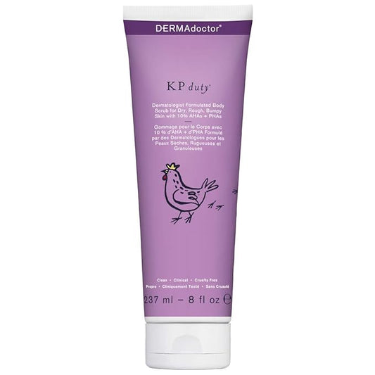 DERMAdoctor KP Duty Body Scrub Dermatologist Formulated Exfoliant for Keratosis Pilaris and Dry, Rough, Bumpy Skin with 10% AHAs + PHAs, 8 fl oz-Velvo Beauty