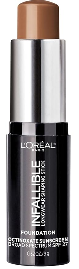 L'Oreal Paris Makeup Infallible Longwear Shaping Stick Foundation, 411 Chestnut, 1 Tube, 0.32 Ounce-Velvo Beauty