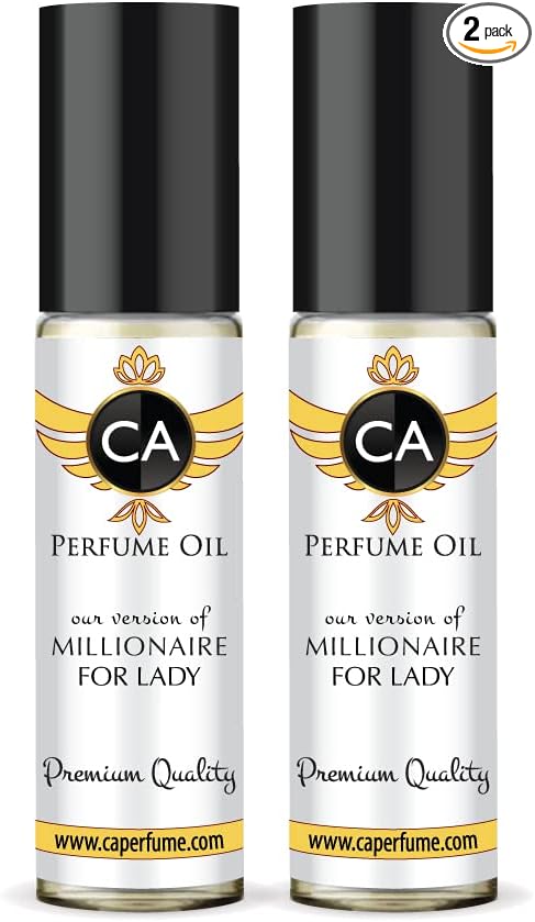 CA Perfume Impression of Paco R. Millionaire For Lady For Women Replica Fragrance Body Oil Dupes Alcohol-Free Essential Aromatherapy Sample Travel Size Concentrated Long Lasting Roll-On 0.3 Fl Oz-X2-Velvo Beauty