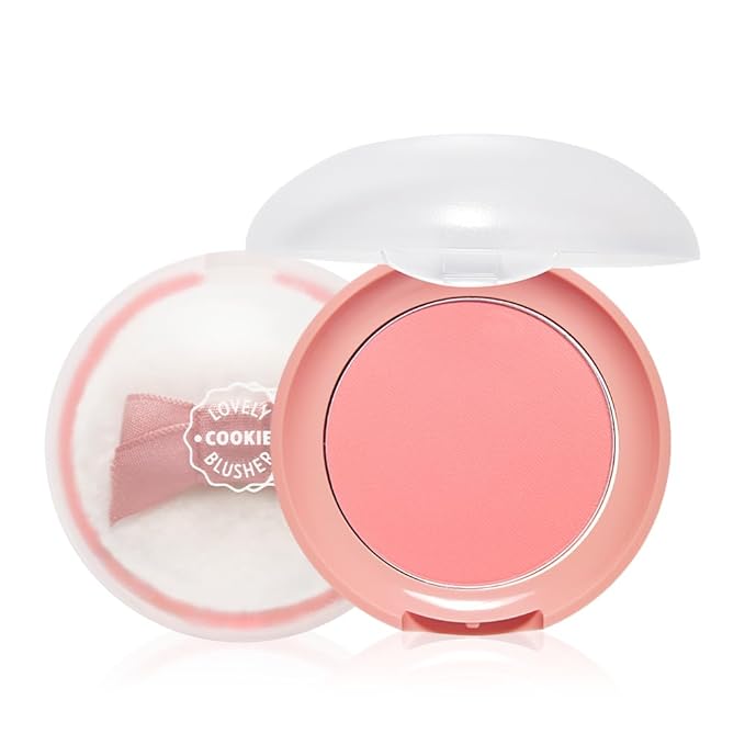 ETUDE Lovely Cookie Blusher #OR202 Sweet Coral Candy 4g | Glowing & Natural Powder Blush with Long-Lasting Sebum Control | Easy Application | Puffy Cushion for a Lovely Makeup Look-Velvo Beauty