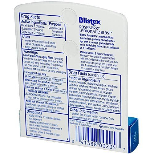 Blistex Lip Protectant, Spf 15, Raspberry Lemonade Blast, 0.15 oz-Velvo Beauty