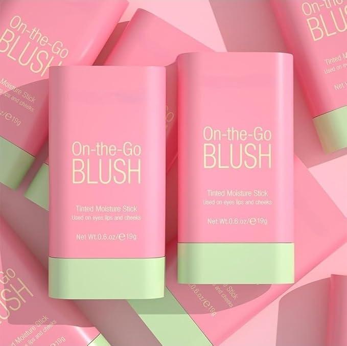 On-the-Go Makeup Blush Stick Tinted Moisture Stick, Shadow Lips Cheek Blusher Creamy Makeup Long Lasting Natural Nude Makeup for All Skin (pink)-Velvo Beauty