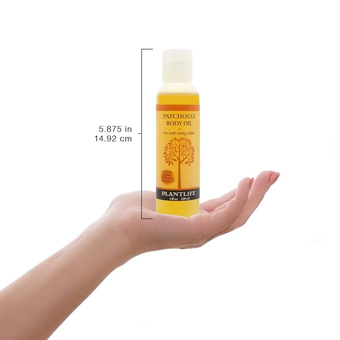 Plantlife Patchouli Body Oil - Moisturizing Natural Body Oil for All Skin Types - Nourishing Dry Skin and Making It Feel Soft and Silky for Women & Men - Bath, Body & Massage Oil - 4oz-Velvo Beauty