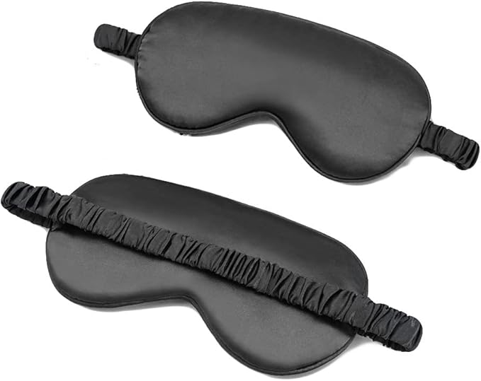 100% Natural Mulberry Soft Silk Sleep Mask, Light Blocking Eye Masks For Sleep, Night Blindfold Eye Mask Cover For Men And Women, Sleeping Night Mask For Travel (Black)-Velvo Beauty