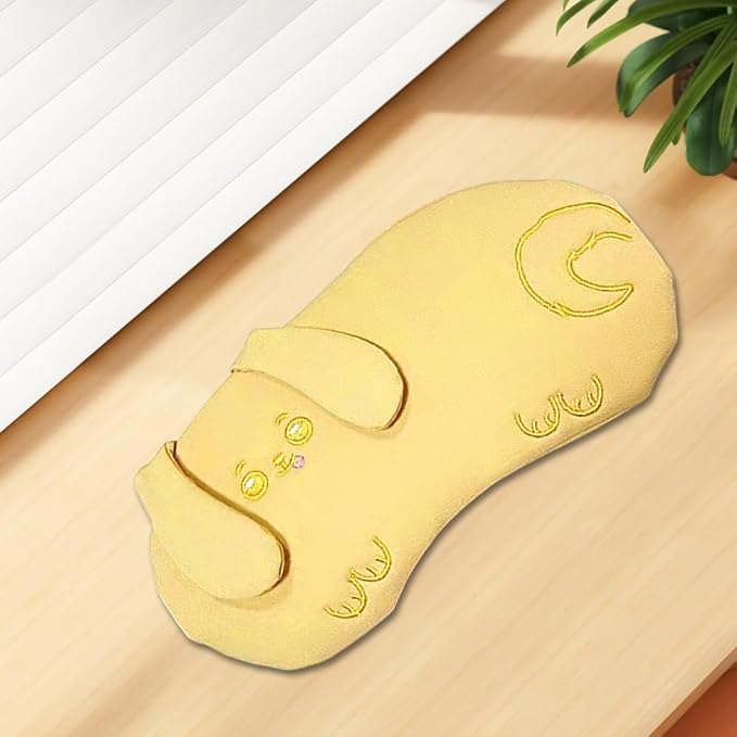 PERFECTSIGHT Eye Mask, Cute Plush Lightweight Adjustable Eyeshade, Faux Fur Cover for Women Men Sleep Travel Nap, Yellow Puppy-Velvo Beauty