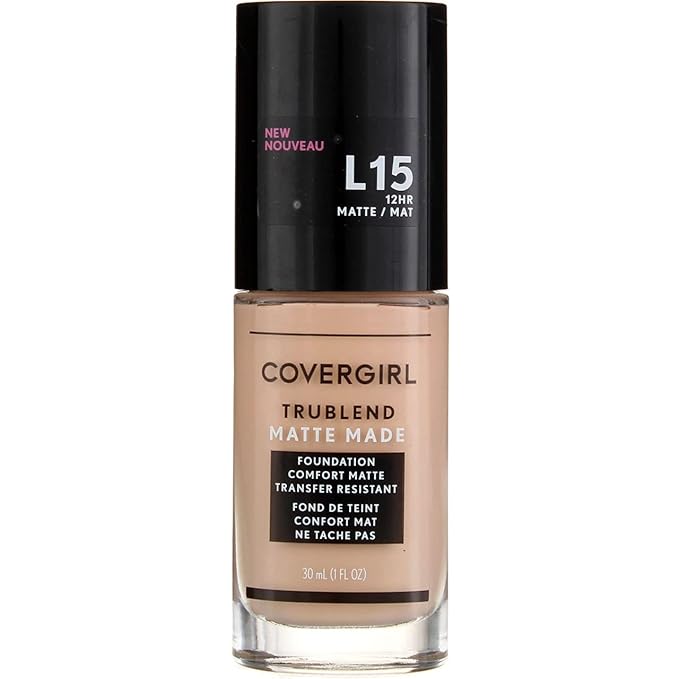 COVERGIRL Trublend Matte Made Liquid Foundation, L15 Porcelain, 1.01 Fl Oz, 2 Count-Velvo Beauty