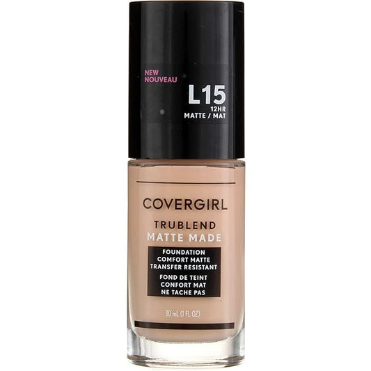 COVERGIRL Trublend Matte Made Liquid Foundation, L15 Porcelain, 1.01 Fl Oz, 2 Count-Velvo Beauty