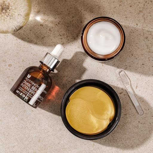 MIZON 24K Gold Snail Skincare Set - Eye Patches, Repair Cream & Ampoule for Sensitive Skin, Anti-Aging & Moisturizing-Velvo Beauty