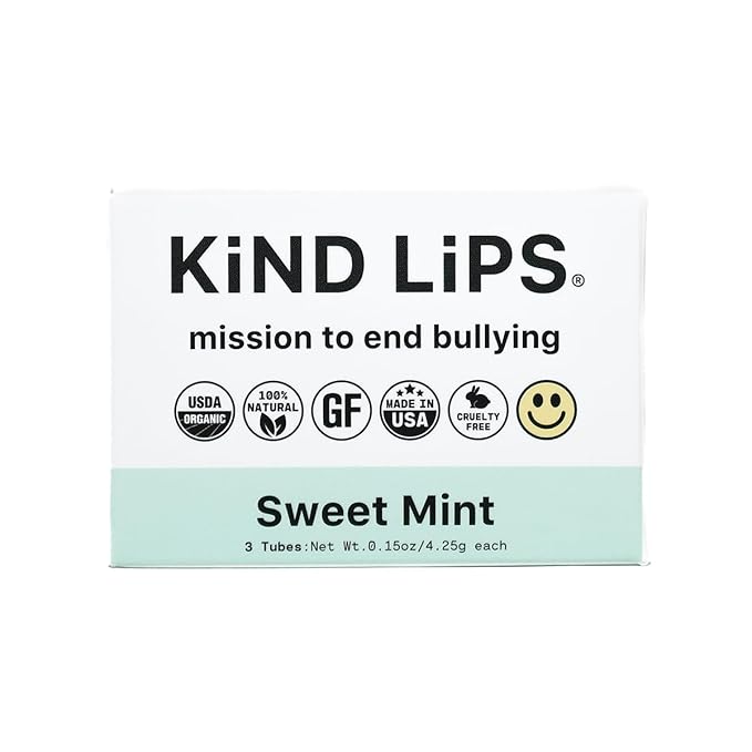 Kind Lips Lip Balm - Nourishing & Moisturizing Lip Care with Shea Butter, Beeswax & Vitamin E | Sweet Mint Flavor | 0.15 Ounce (Pack of 3)-Velvo Beauty