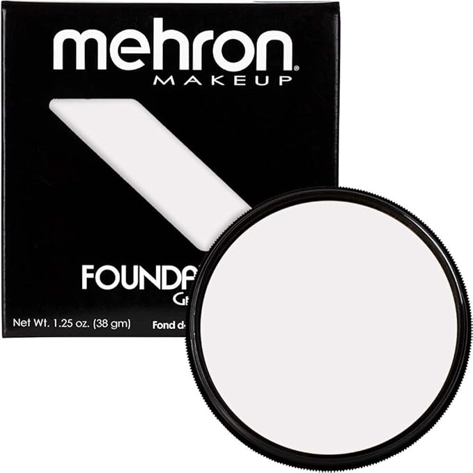Mehron Makeup Foundation Greasepaint | Stage, Face Paint, Body Paint, Halloween Makeup 1.25 oz (38 g) (WHITE)-Velvo Beauty