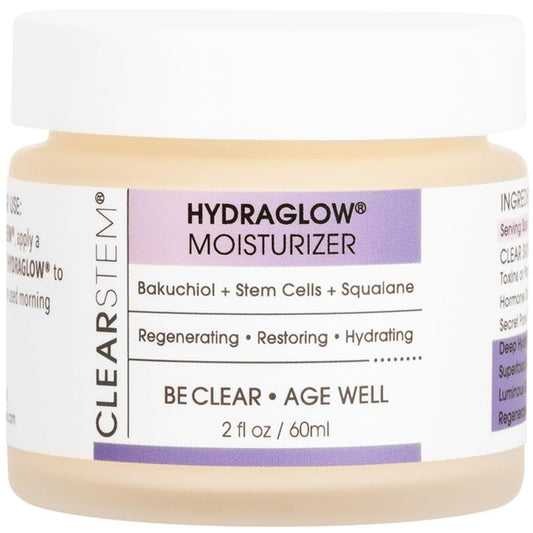 CLEARSTEM - HYDRAGLOW Stem Cell Moisturizer - Bakuchiol + Squalene - Youthful Skin Face Moisturizer - All Skin Types - Facial Skin Care Products - Gluten Free, Cruelty Free - 2 fl oz / 60ml-Velvo Beauty